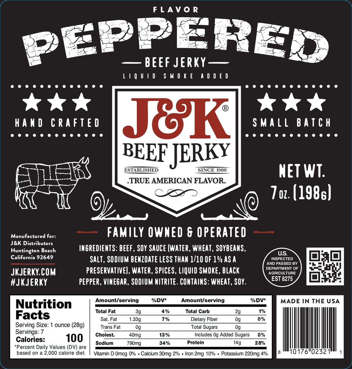 J&K Beef Jerky - Peppered Flavor