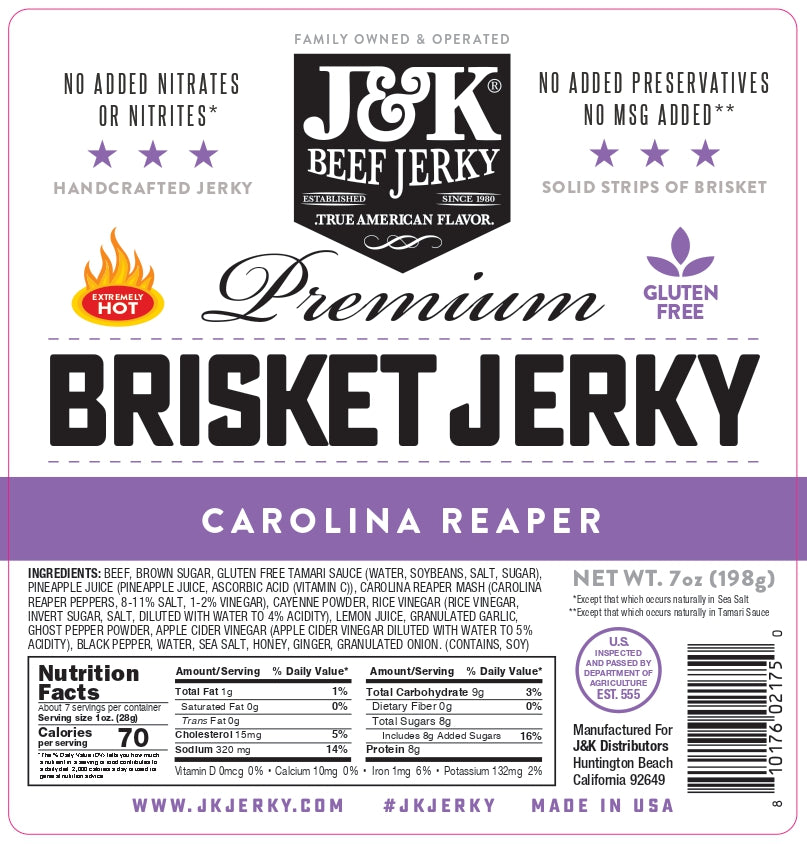J&amp;K Beef Brisket - Carolina Reaper Flavor