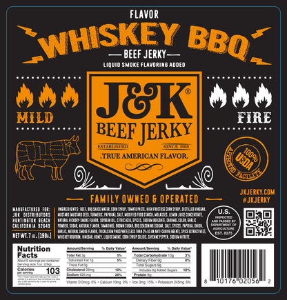 J&amp;K Beef Jerky - Whiskey BBQ Flavor
