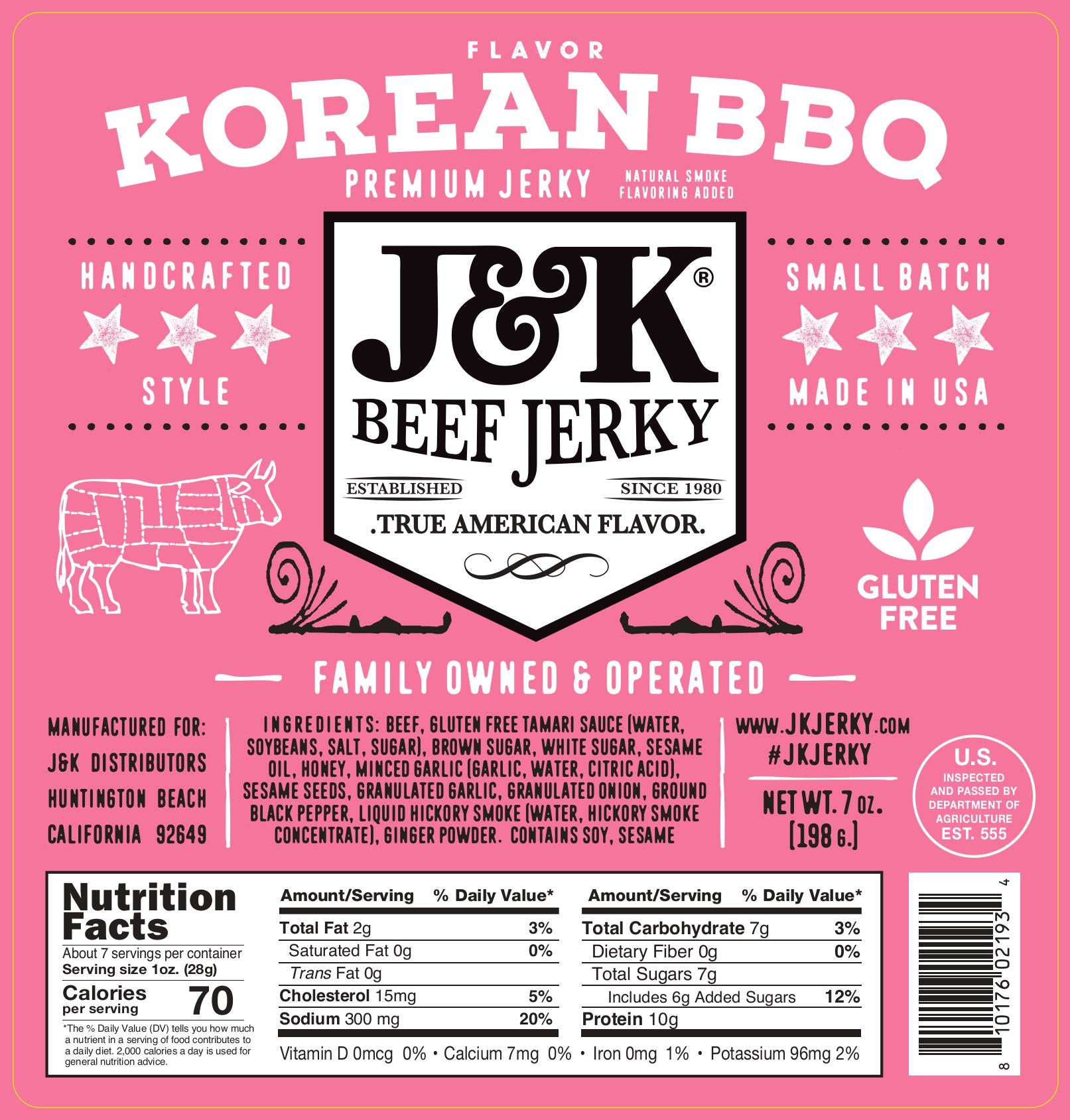 J&amp;K Beef Jerky - Korean BBQ Flavor