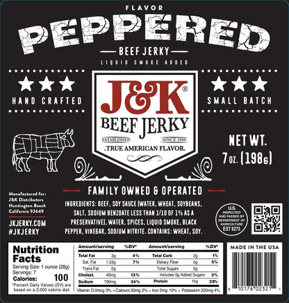 J&amp;K Beef Jerky - Peppered Flavor